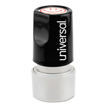 Universal® Round Message Stamp, Smiley Face, Pre-inked-re-inkable, Red freeshipping - TVN Wholesale
